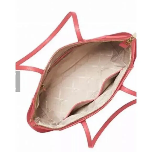 Michael Kors Marilyn Top Zip Tote Saffiano Leather Dahlia With Gold Charm🌺 - Picture 4 of 4